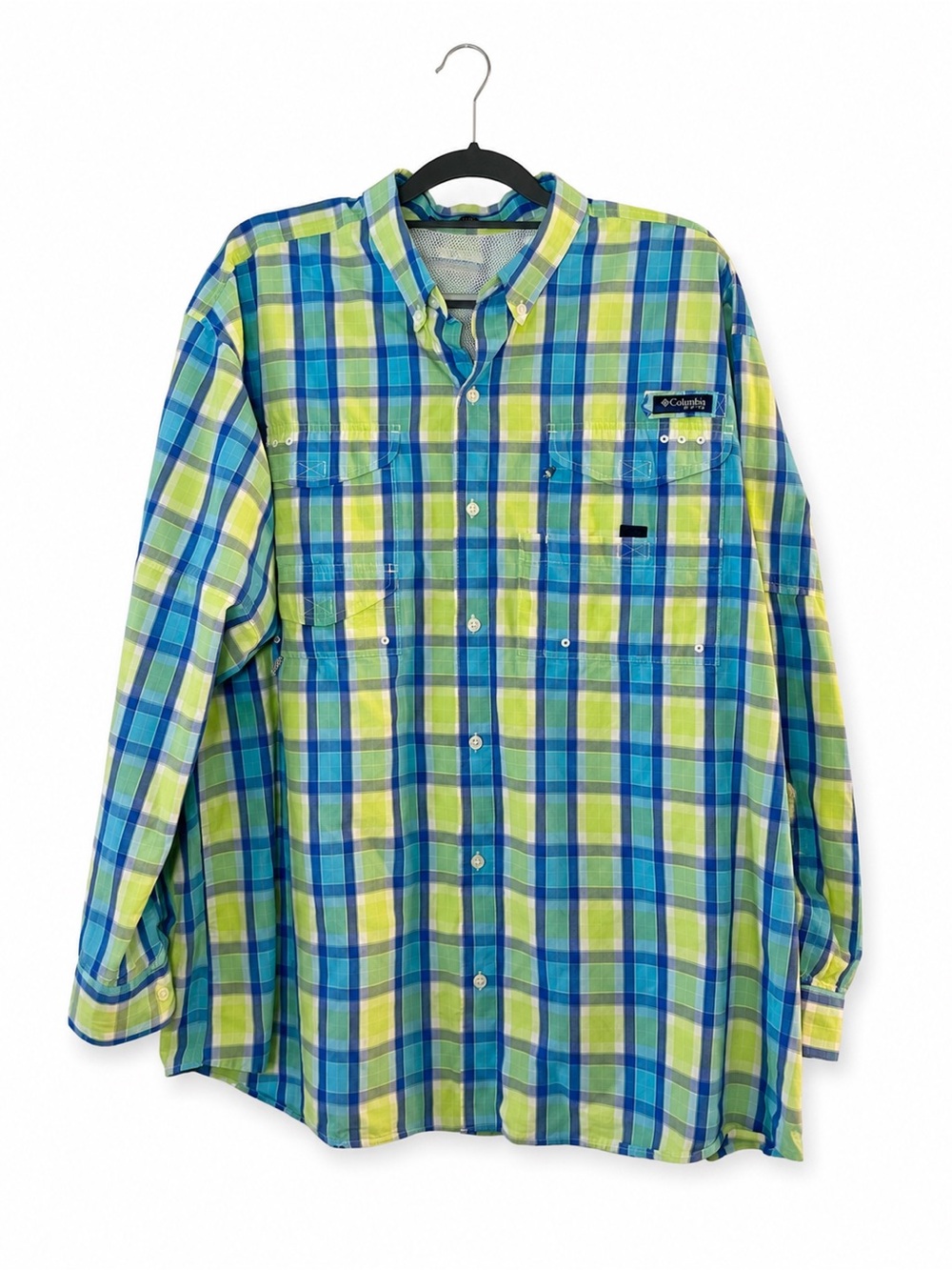Columbia PFG Super Bonehead Omni-Shade Plaid Fishing Shirt Men’s Large